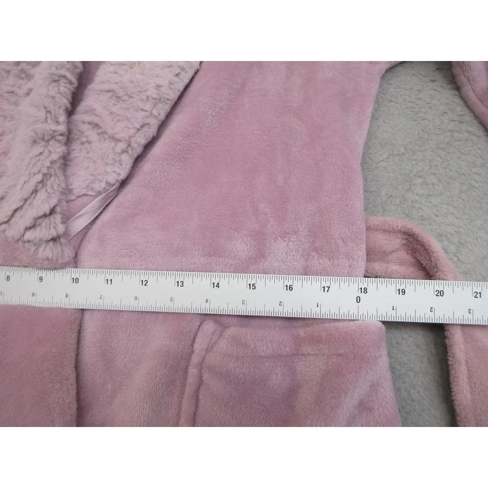 Carole Hochman Plush Fleece Robe Womens M Pink Faux Fur Trim Cozy Cottagecore